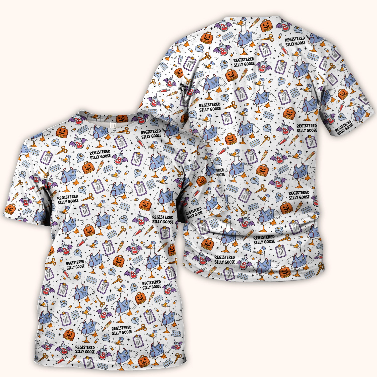 Funny Halloween Registered Silly Goose Scrub Top, Comfortable Scrubs for Nurses