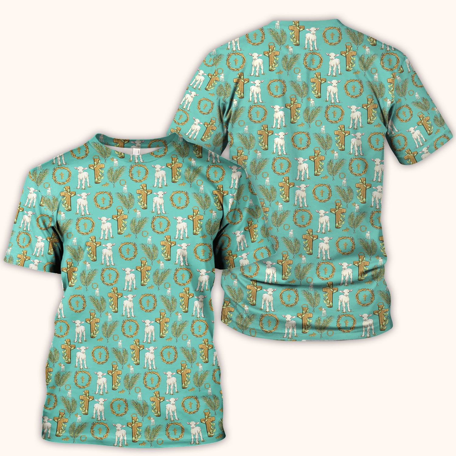 Faith Lamb Cross Pattern Scrub Top, Comfortable Scrubs for Nurses