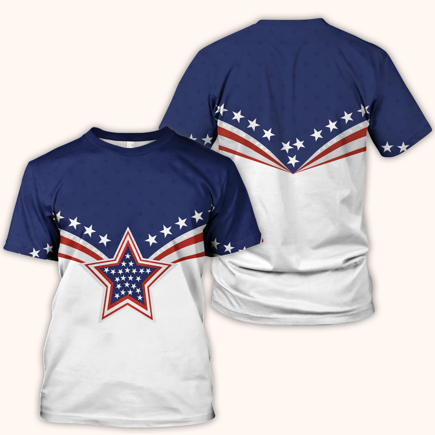 Patriotic American Flag Star Pattern Scrub Top, Comfortable Scrubs for Nurses