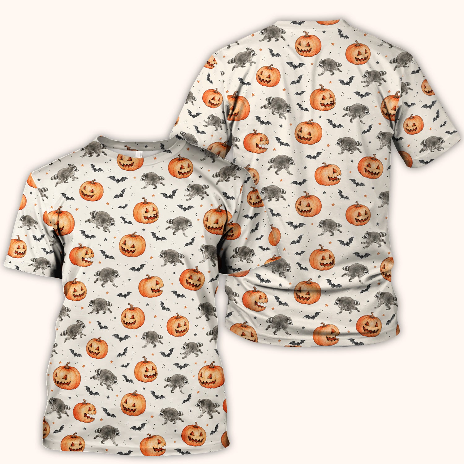 Spooky Halloween Raccoon And Pumpkin Scrub Top, Comfortable Scrubs for Nurses