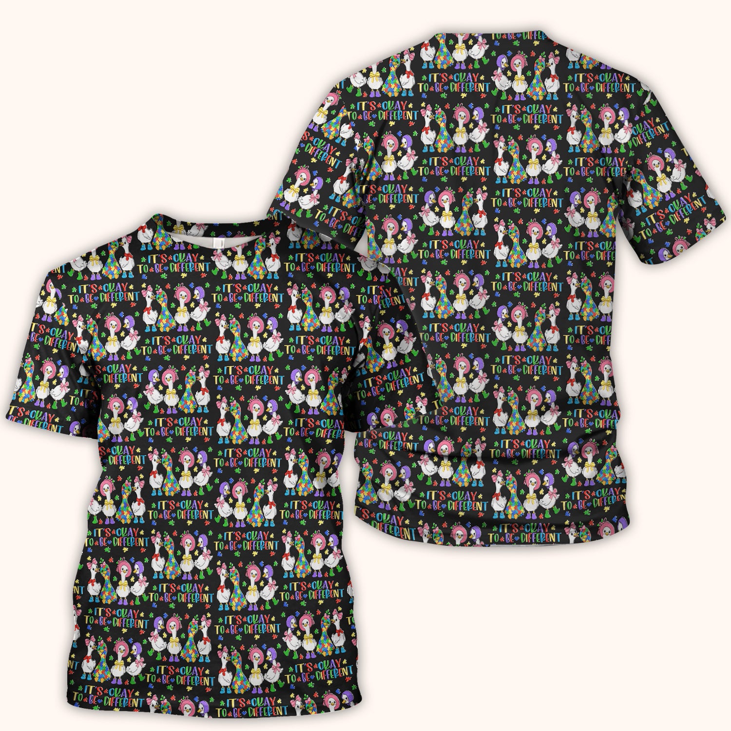 It’s Okay To Be Different Duck Pattern Scrub Top, Comfortable Scrubs For Nurses