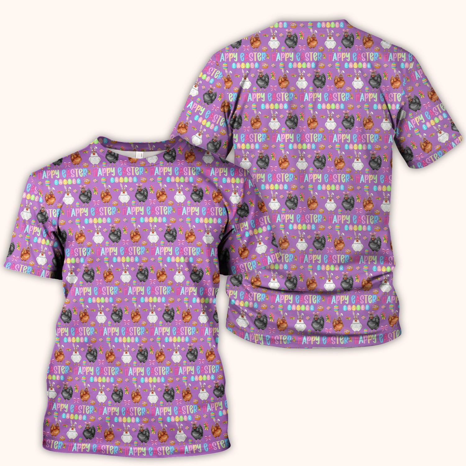 Happy Easter Bunny Eggs Pattern Scrubs Top, Comfortable Scrubs for Nurses