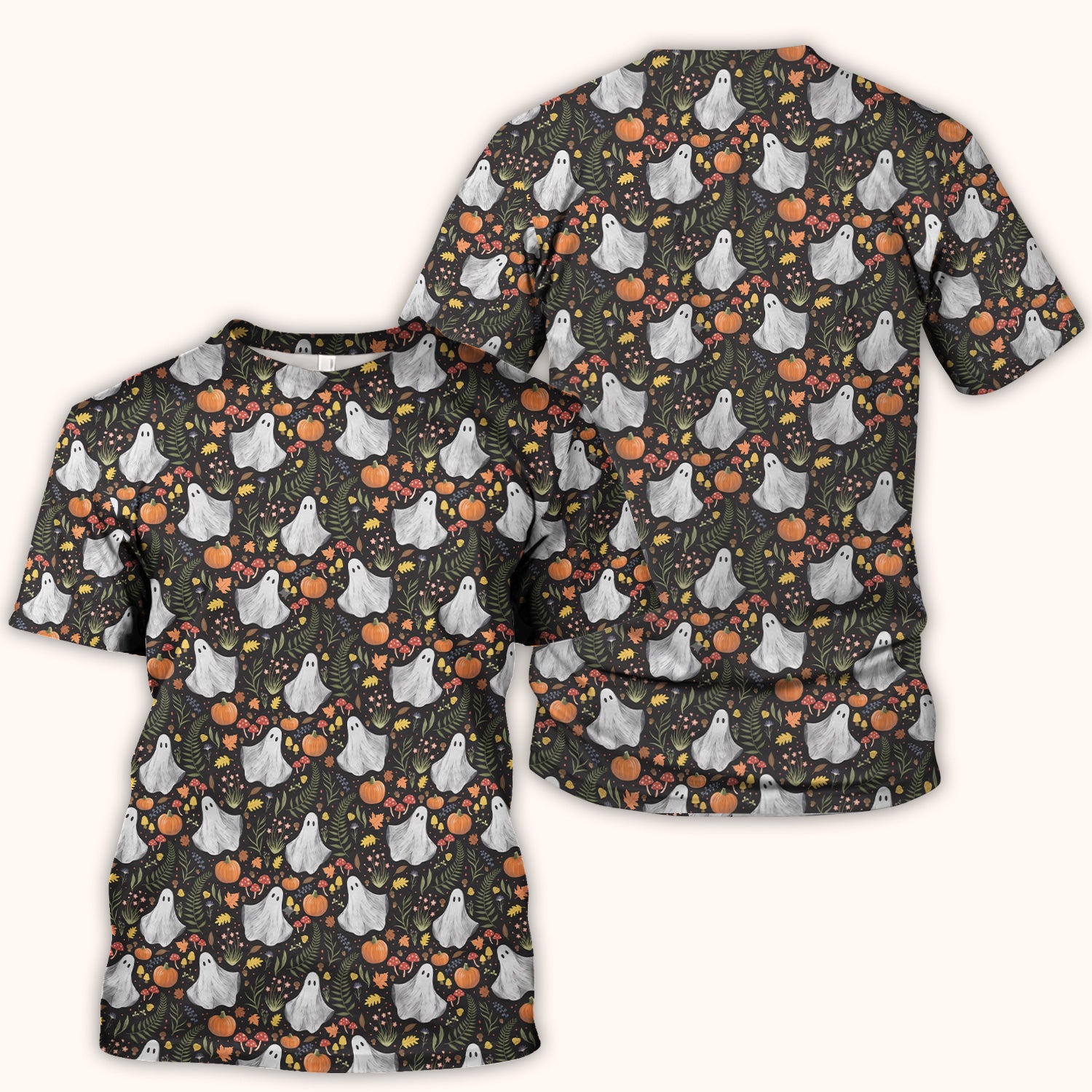 Pumpkin Woodland Pattern Scrub Top, Comfortable Scrubs for Nurses