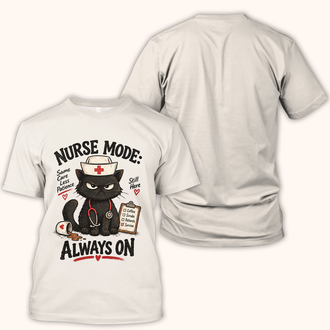 Nurse Mode Always On Black Cat T-Shirt