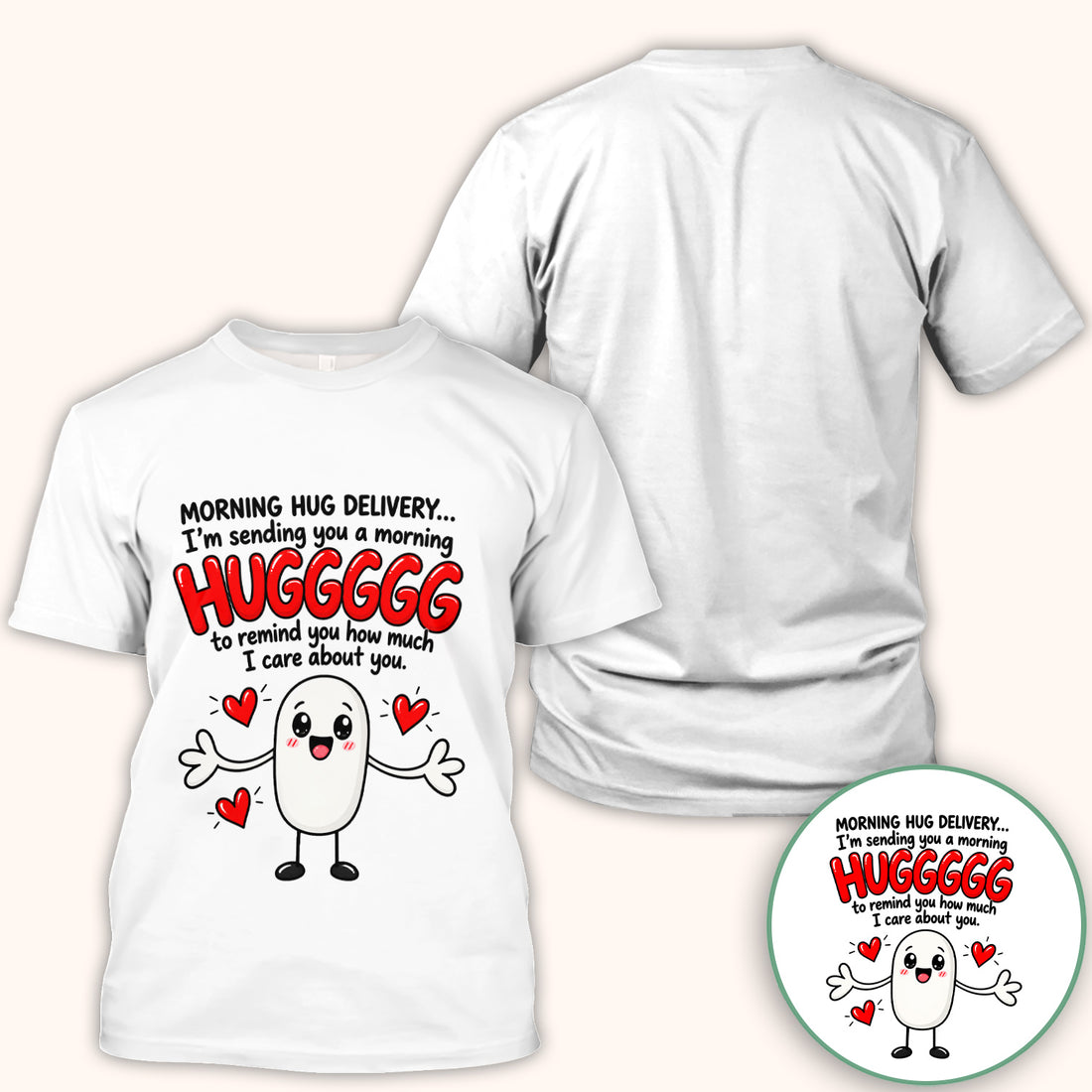 Cute Morning Hug Delivery Hearts T-Shirt