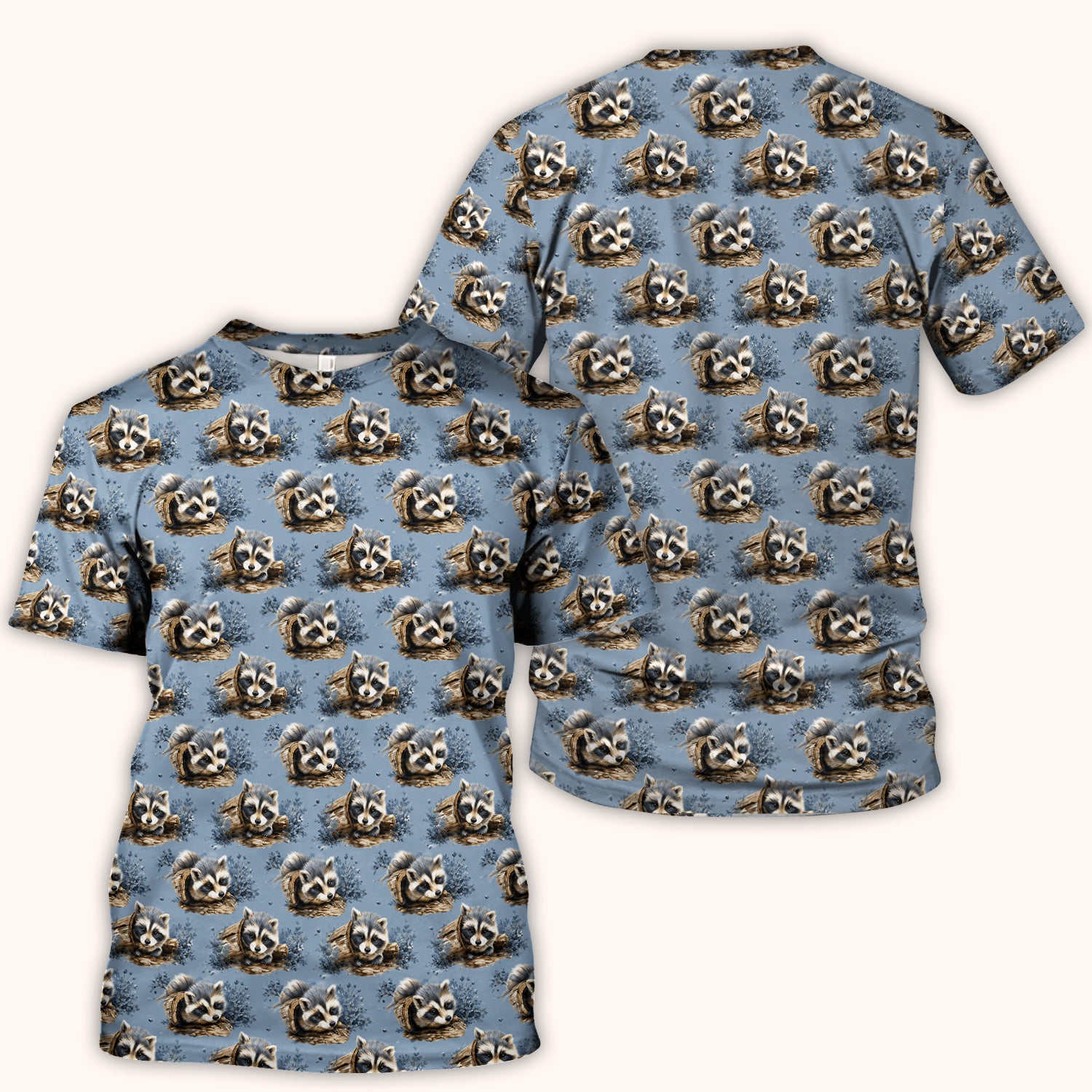 Cute Raccoon In Log Pattern Scrub Top, Comfortable Scrubs for Nurses