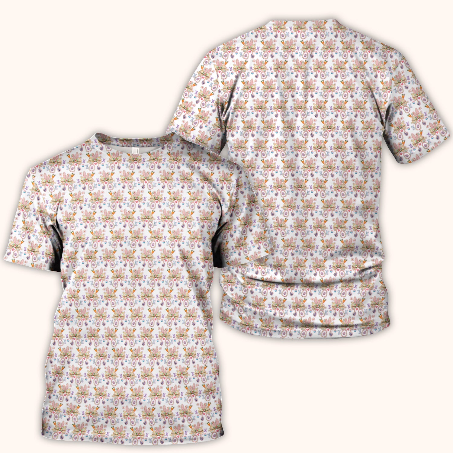 Easter Bunny Stethoscope Pastel Print Scrub Top, Comfortable Scrubs for Nurses