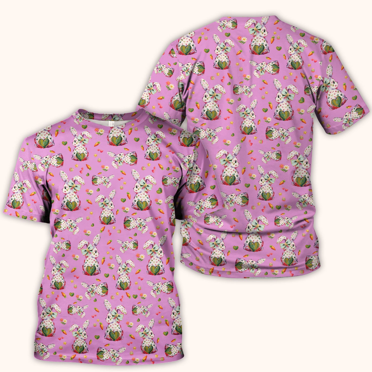 Cute Pastel Bunny Easter Pattern Scrub Top, Comfortable Scrubs for Nurses
