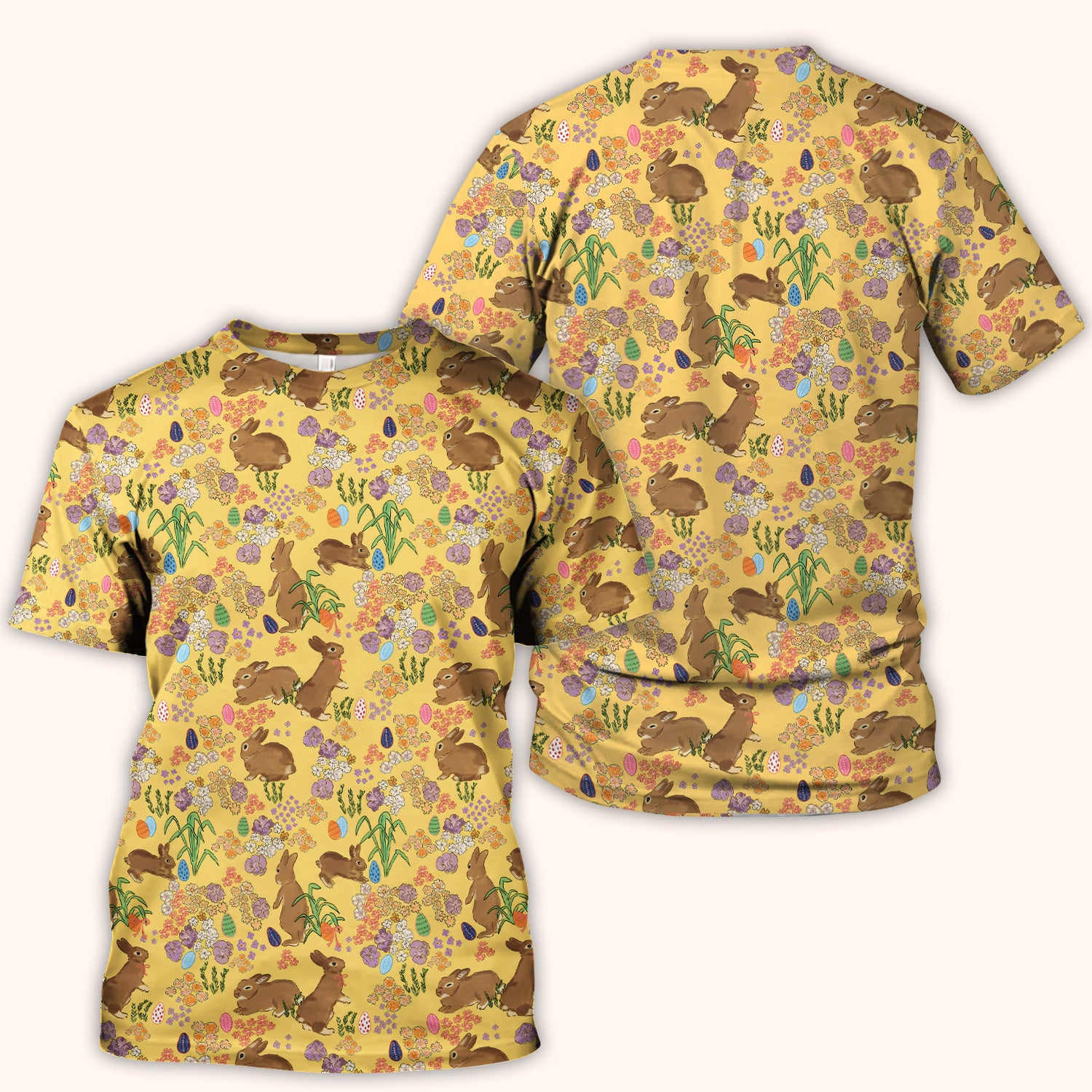 Cute Easter Bunny Pattern Scrub Top, Comfortable Scrubs for Nurses