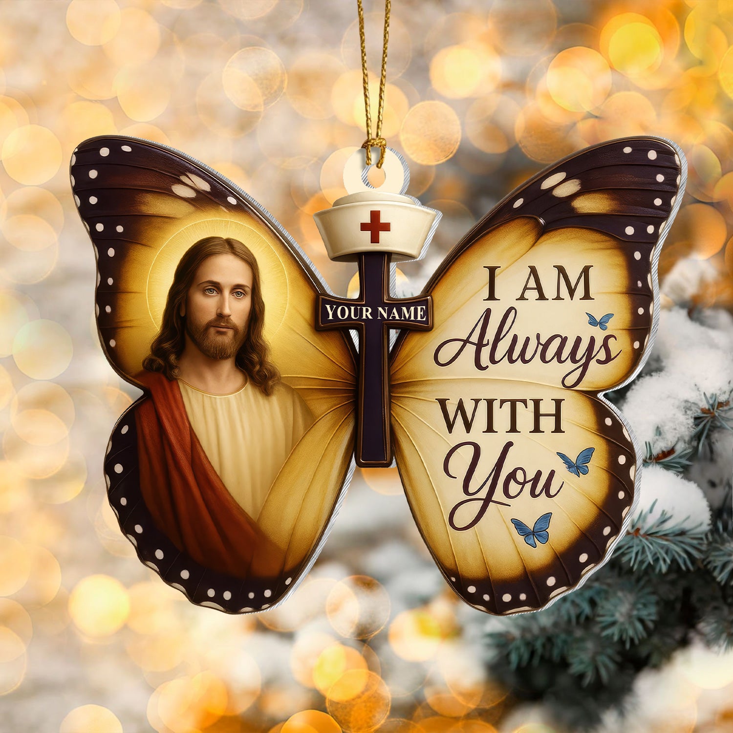 Christian Nurse Ornament, Jesus Butterfly Decoration, Nurse Christmas RN LPN CNA Gift