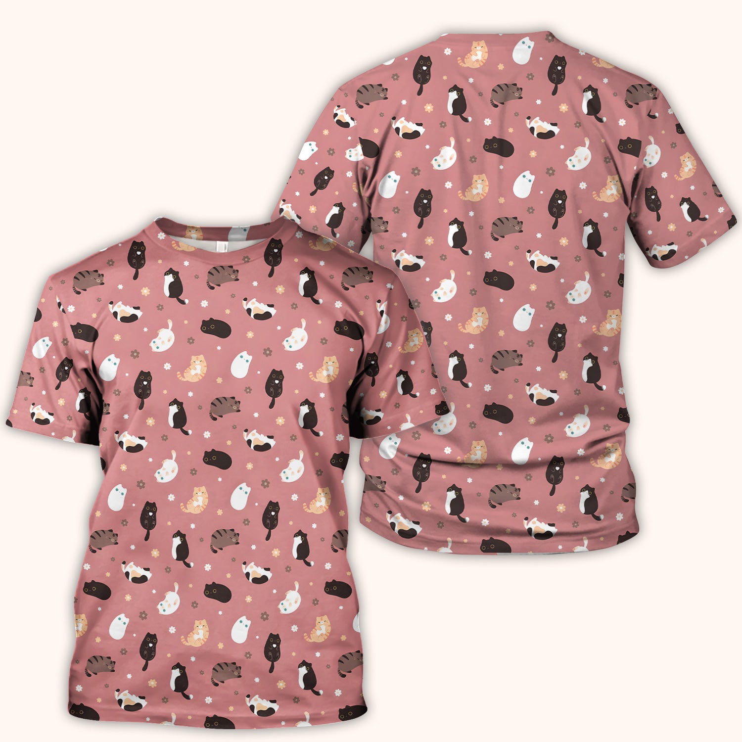 Adorable Kitty Nurse Pattern Scrub Top, Comfortable Scrubs for Nurses