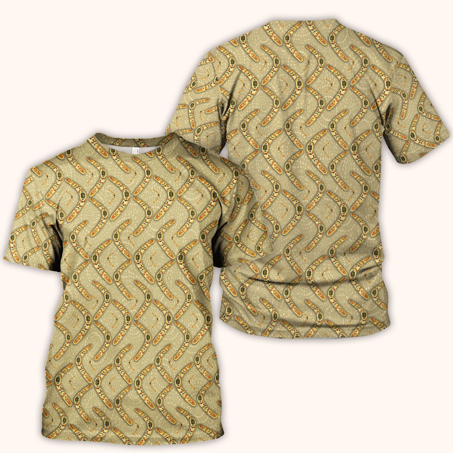 Aboriginal Boomerang Pattern Nurse Scrub Top, Breathable Fabrics Nursing Uniform
