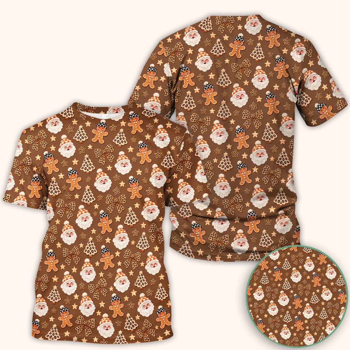 Funny Christmas Cat Baking Biscuits Pattern Scrub Top, Comfortable Scrubs for Nurses