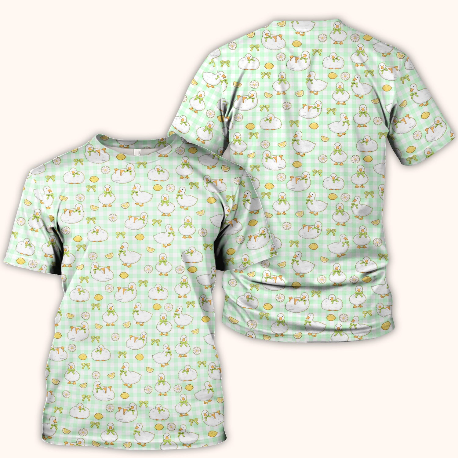 Adorable Ducks Lemon Daisy Pattern Scrubs Top, Comfortable Scrubs for Nurses