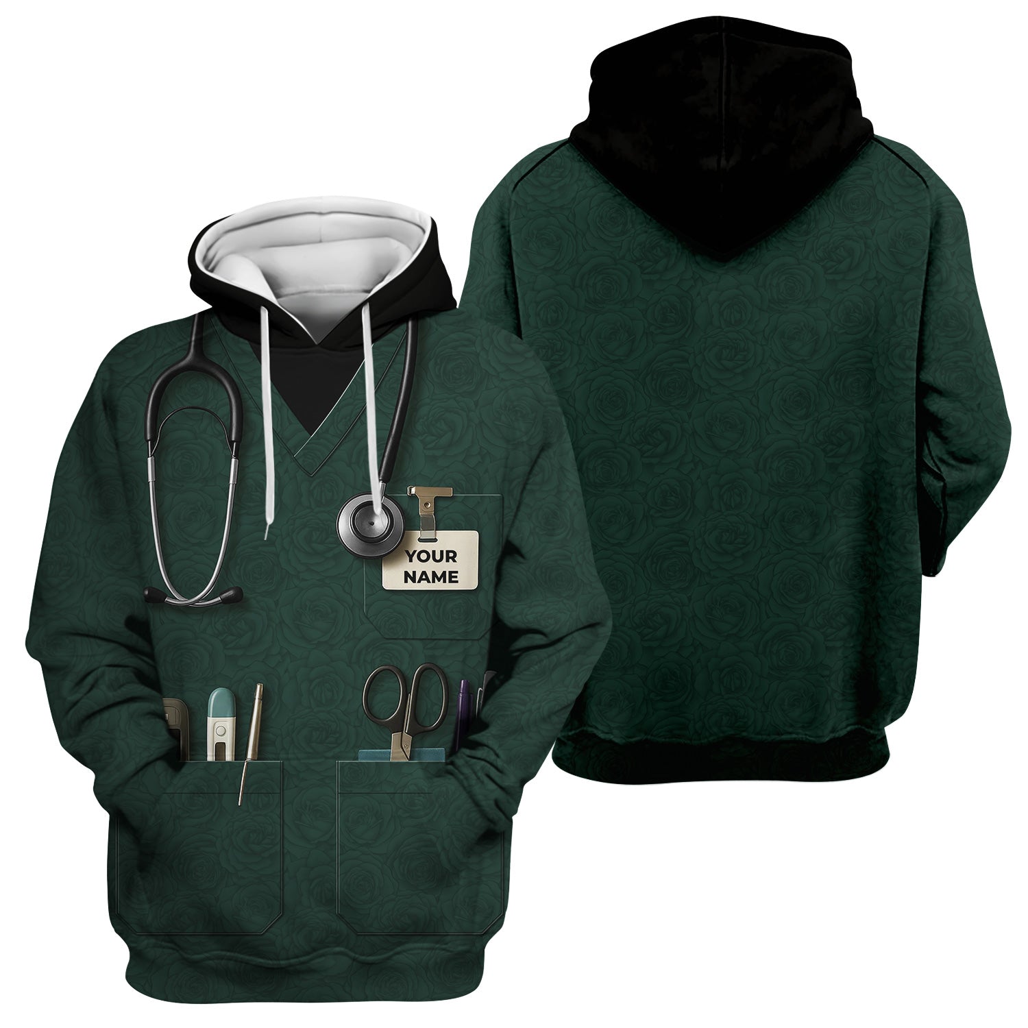 Personalized Nurse Utility Shirt with Tools - Custom Green Scrubs Gift for RN, CNA, LPN, Nursing Student - Funny Medical Uniform T-Shirt for Women and Men