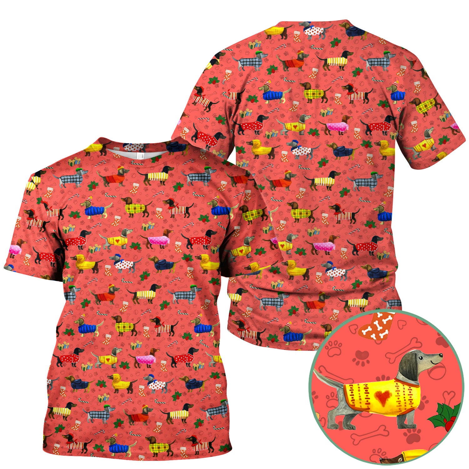 Dachshund Women Scrub Top - Funny Wiener Dog Paw Prints Nurse Uniform - Pet Lover Shirt for Nurses Doctors - Christmas Gift for Her