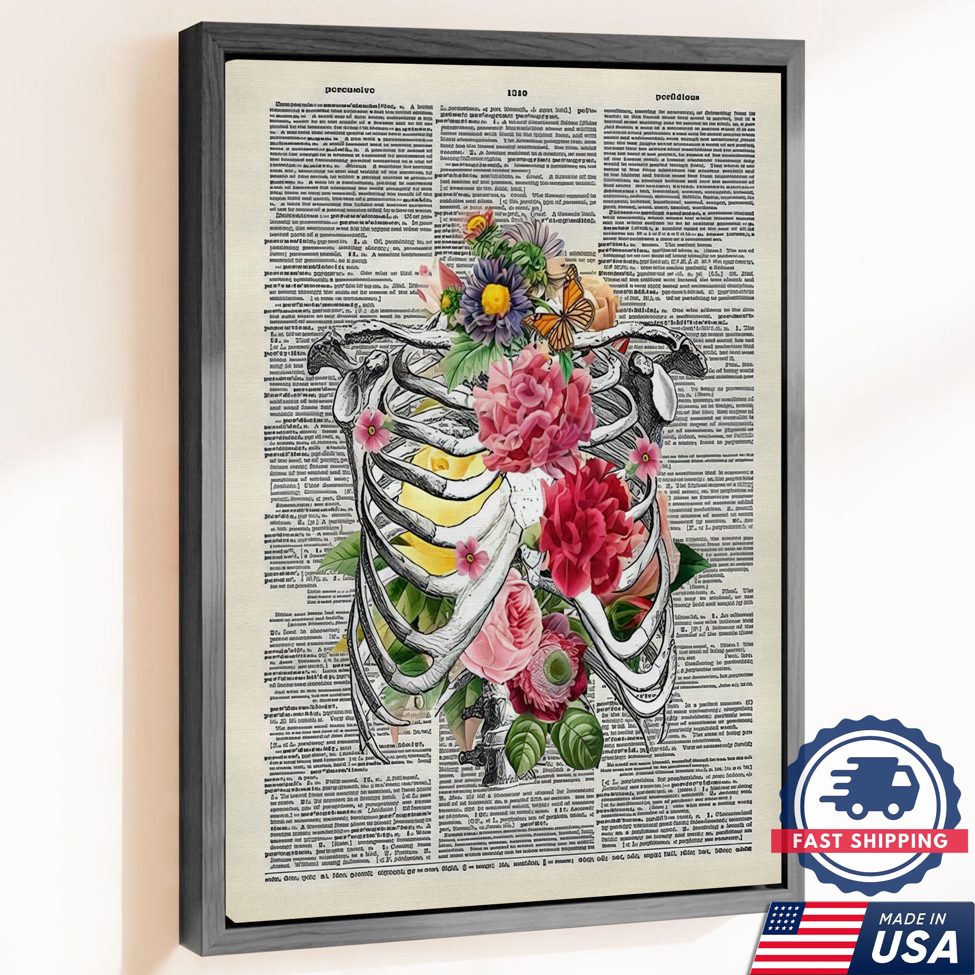 Floral Human Anatomy Nurse Canvas Wall Art, Medical Office Decor