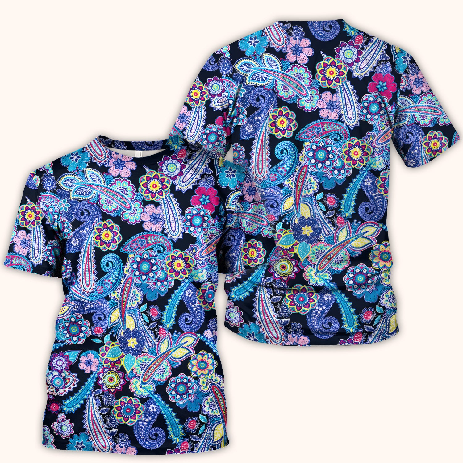 Vibrant Paisley Floral Nurse Scrub Top for RN, CNA, Healthcare Workers, Boho Uniform