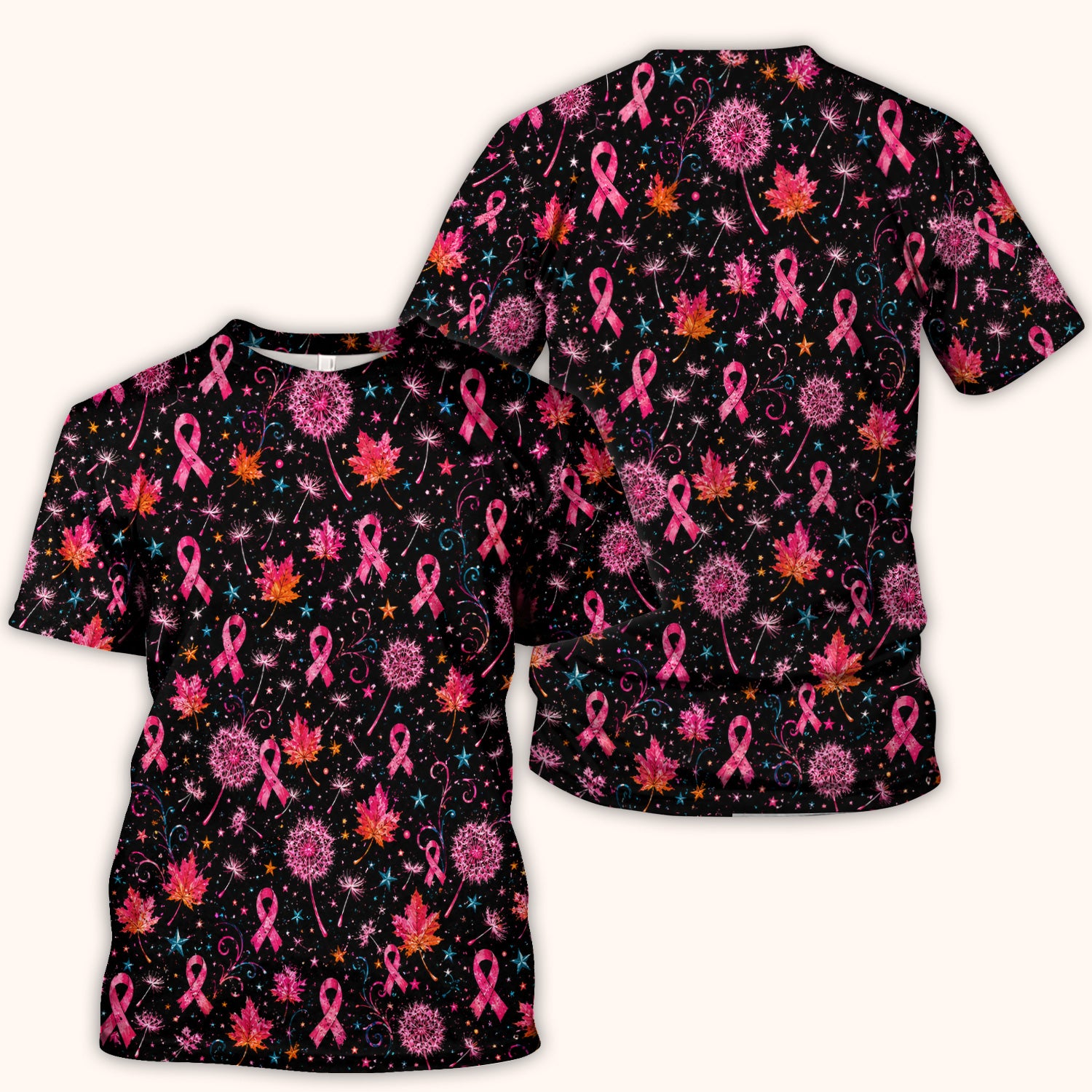 Breast Cancer Awareness Pink Ribbon Fall Scrub Top, Comfortable Scrubs for Nurses