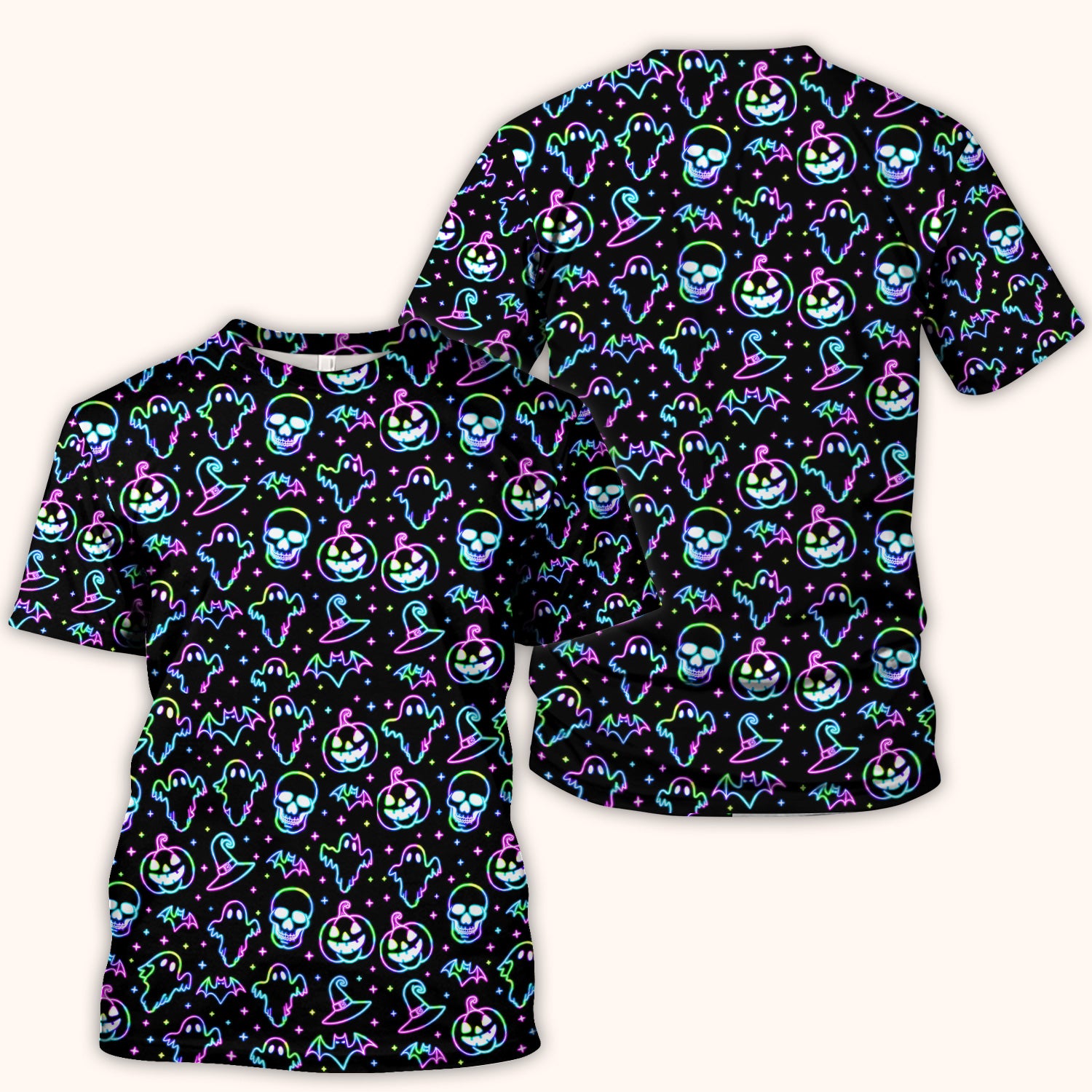 Pumpkin Skull Spooky Print Scrub Top, Comfortable Scrubs for Nurses