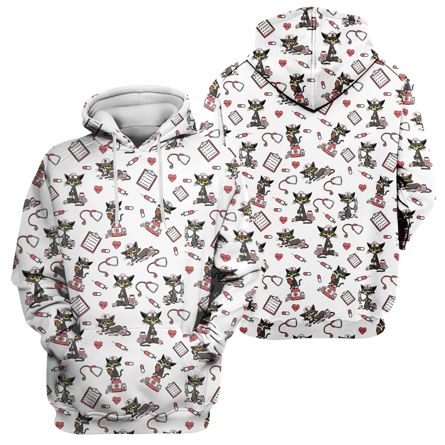 Personalized Funny Nurse Cat Scrub Top for Women - Cute Medical Uniform for RN CNA Vet Tech - Gift for Medical Staff, Healthcare Worker