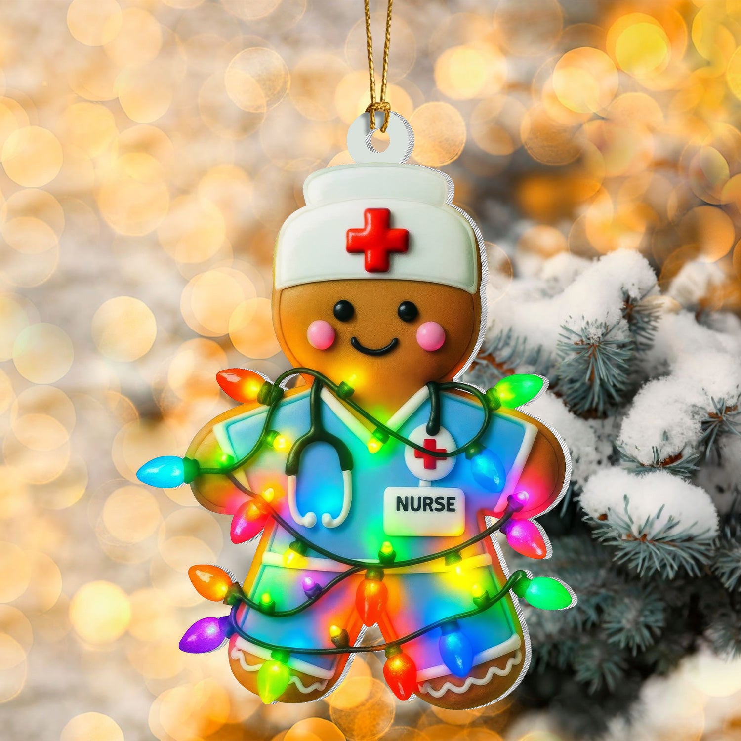 Nurse Gingerbread Christmas Ornament, Cute Holiday Tree Decoration, Healthcare Worker Gift