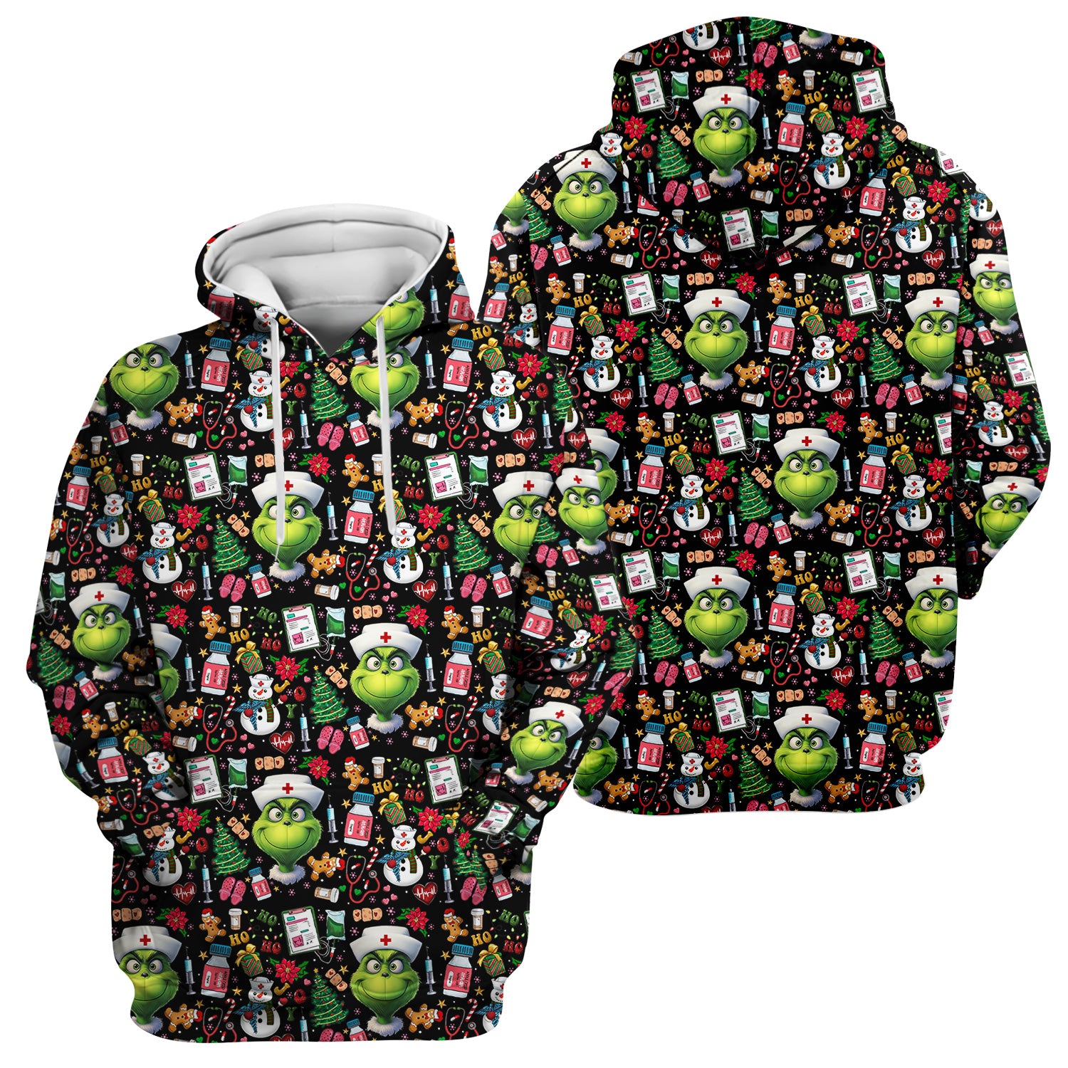 Funny Christmas Scrub Top for Nurses - Grinch Nurse Shirt Holiday Medical Gift - RN LPN CNA Gift