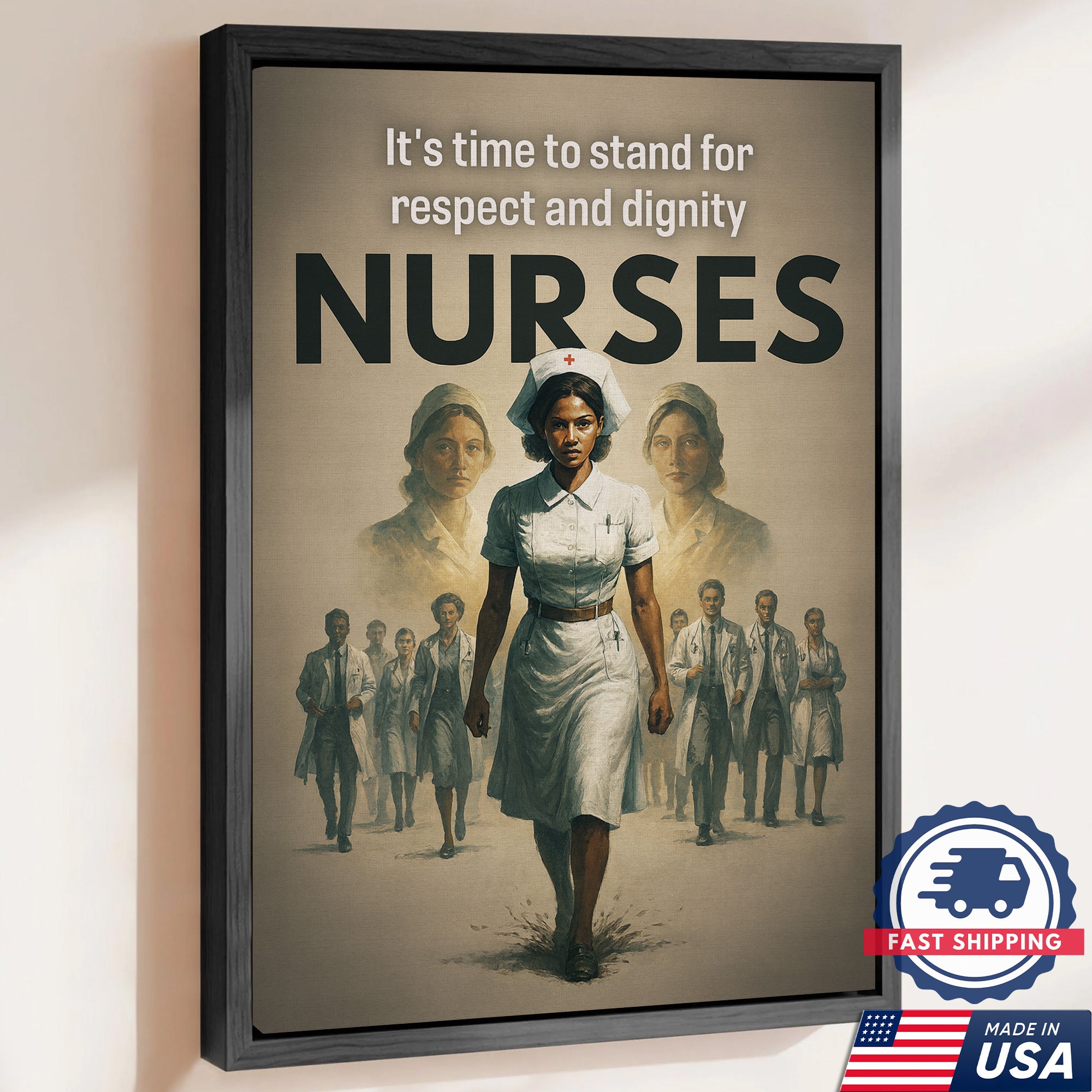 Nurses Respect & Dignity Apparel Canvas, Empowering Nurse Wall Decor, Healthcare Worker Appreciation Gift