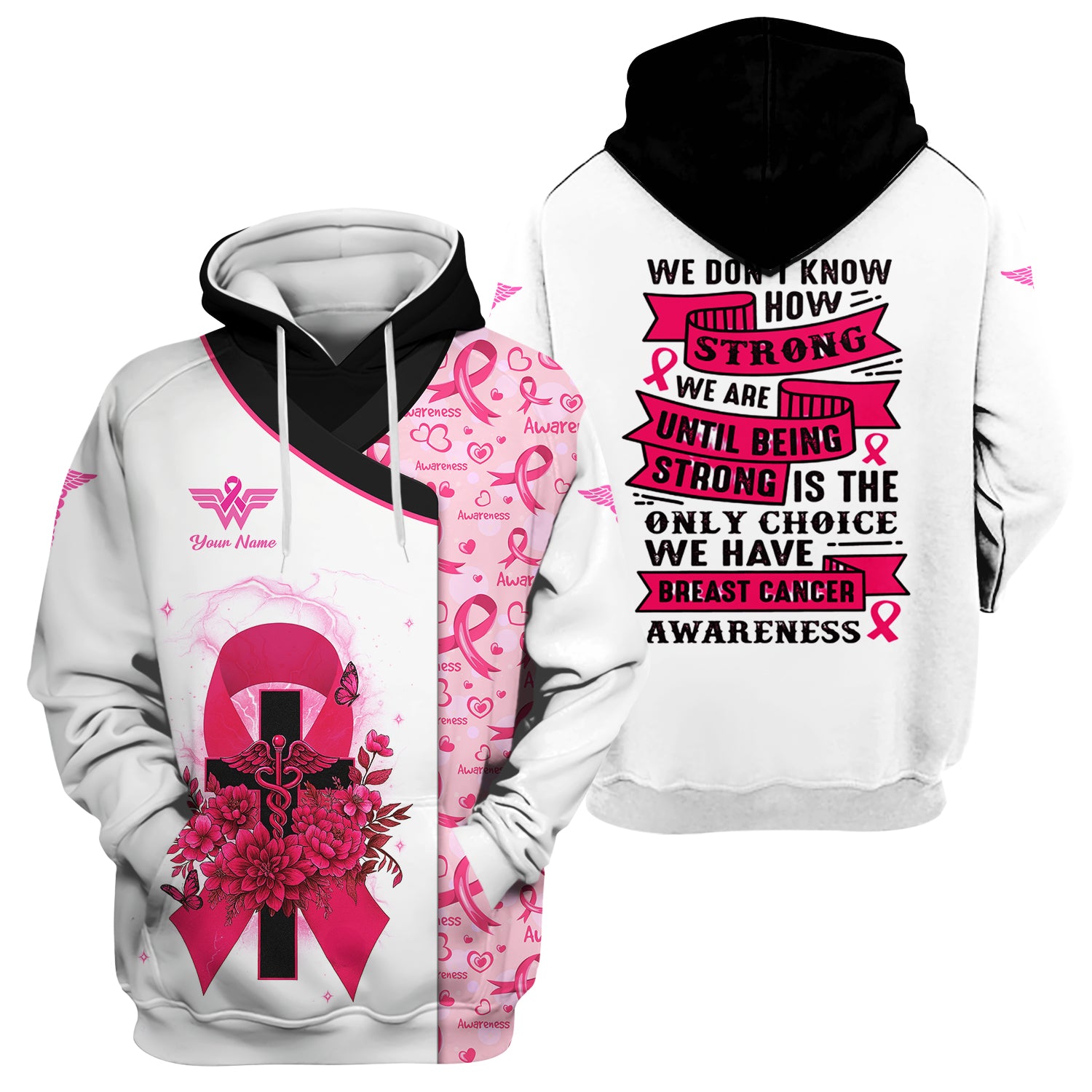 Custom Breast Cancer Warrior Shirt - Pink Ribbon Cross & Being Strong Is The Only Choice Tee - Gift for Women RN, LPN, CNA