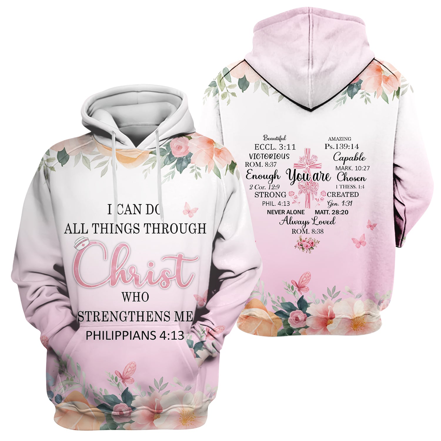 Christian Inspirational Floral Shirt - Inspirational Bible Verse Apparel - Gift for RN LPN CNA Healthcare Staff