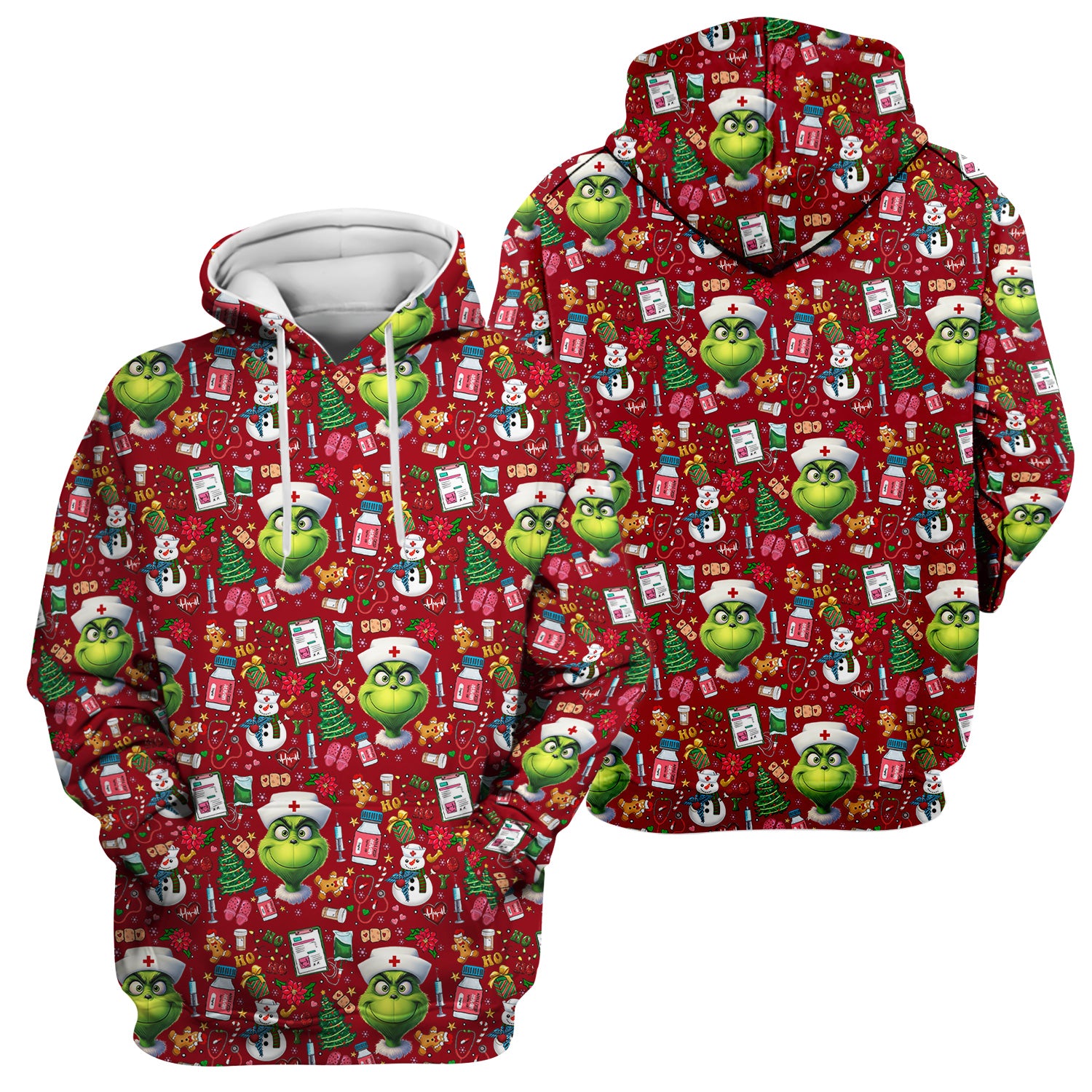 Funny Christmas Scrub Top for Nurses - Grinch Nurse Shirt Holiday Medical Gift - RN LPN CNA Gift