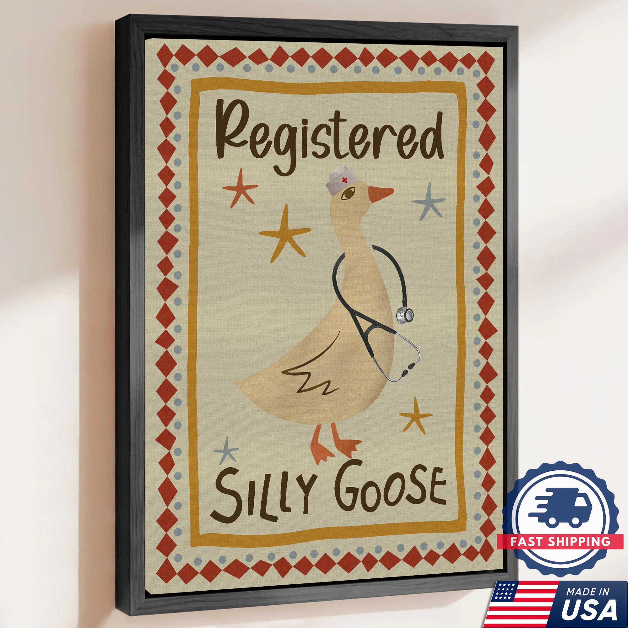 Registered Silly Goose Nurse Canvas, Humorous Gift for RN LPN CNA Doctors Medical Staff