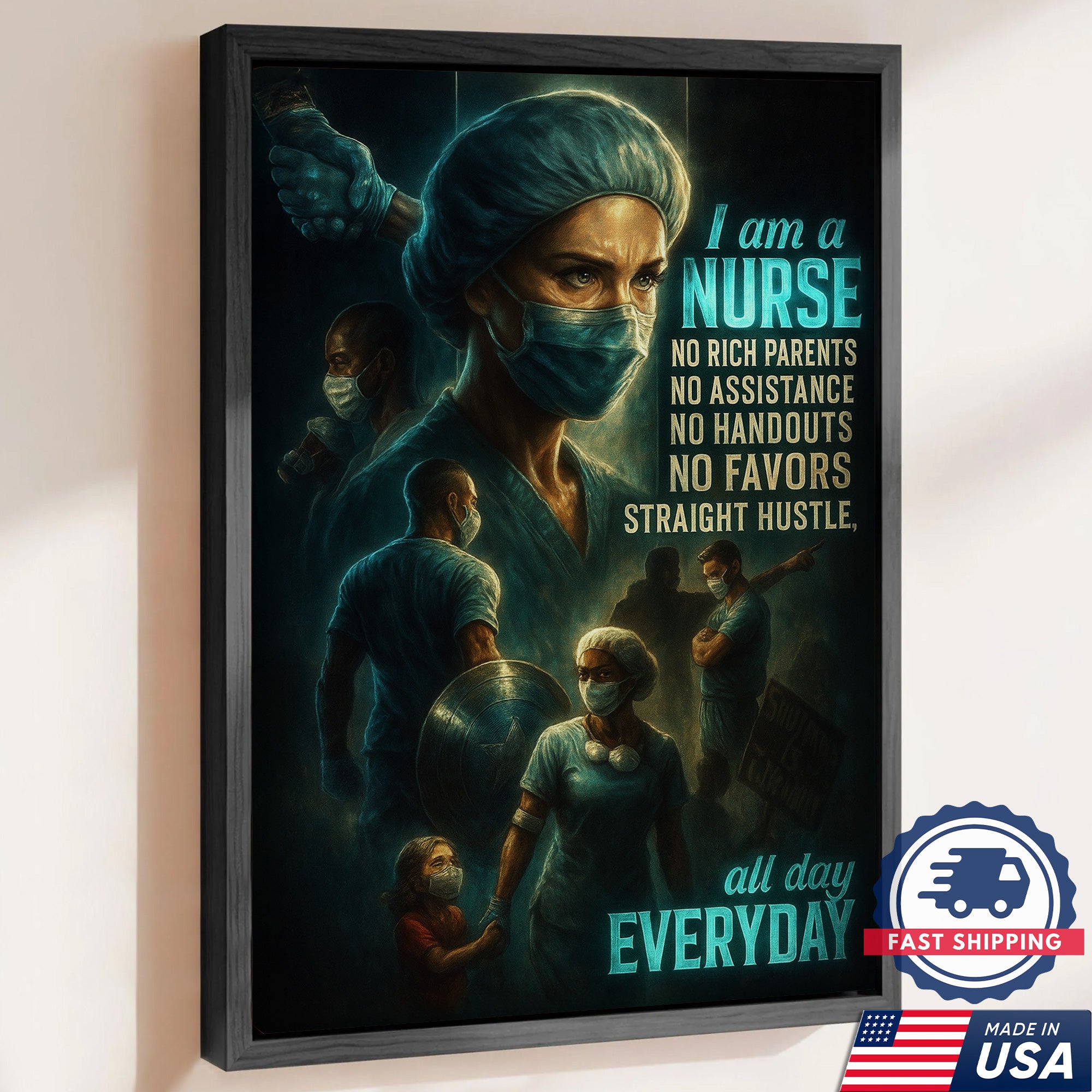 I Am A Nurse Canvas, Motivational Gift for RN LPN CNA Healthcare Workers, Home Office Wall Decor