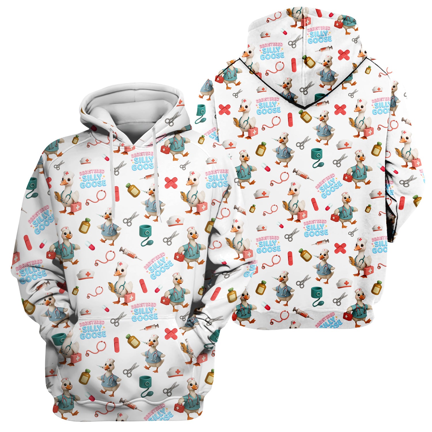 Funny Goose Nurse Scrubs for Women - Registered Silly Goose Top - Cute Medical Uniform for RN CNA LPN