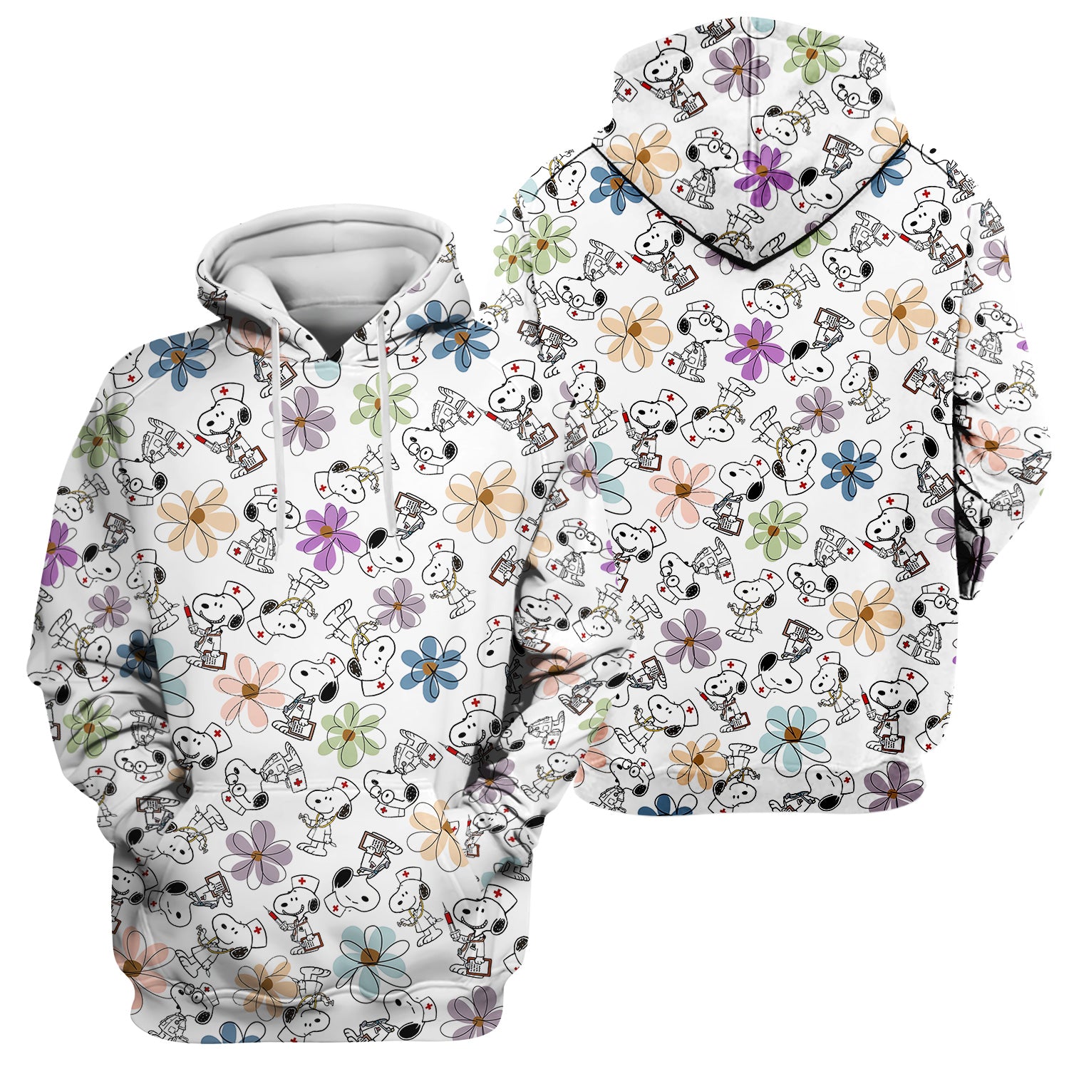 Funny Dog Doctor Scrub Top – Cute Cartoon Puppy & Flower Graphic - Gift for RN LPN CNA Healthcare Workers