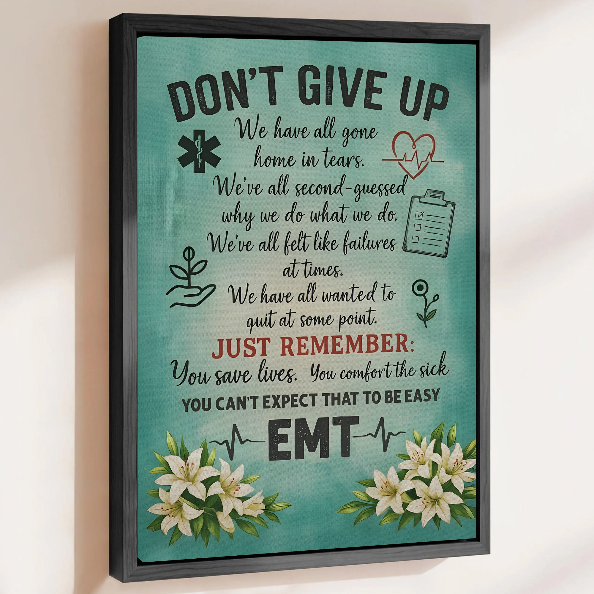 Vintage Paramedic Wall Art, Just Remember You Save Lives Canvas, ER Nurses & Medical Staff Gift