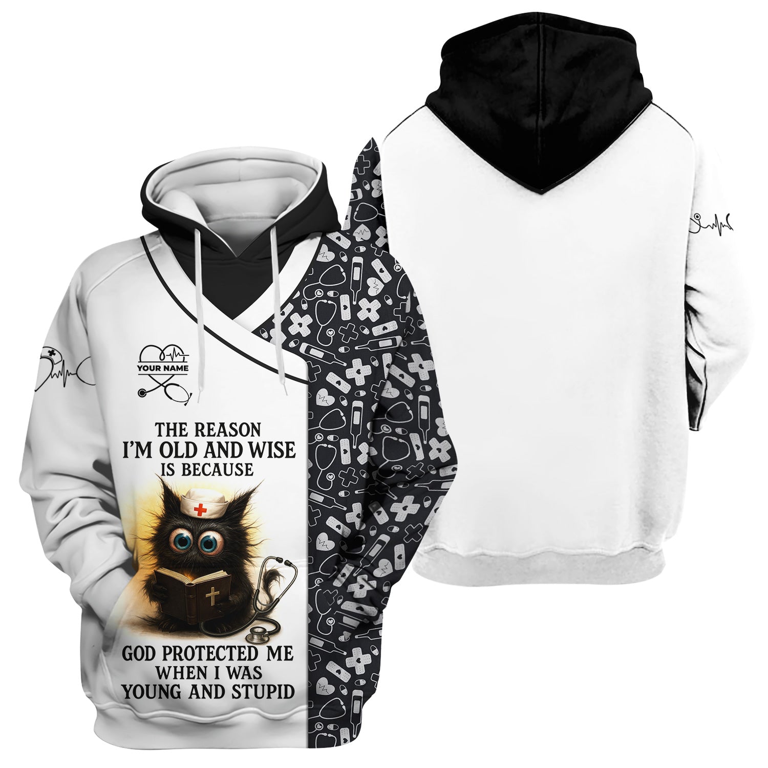 Custom Name Christian Nurse Scrub Shirt - Bible and Medical Tools Design for RN LPN CNA - Personalized Nursing Healthcare Gift