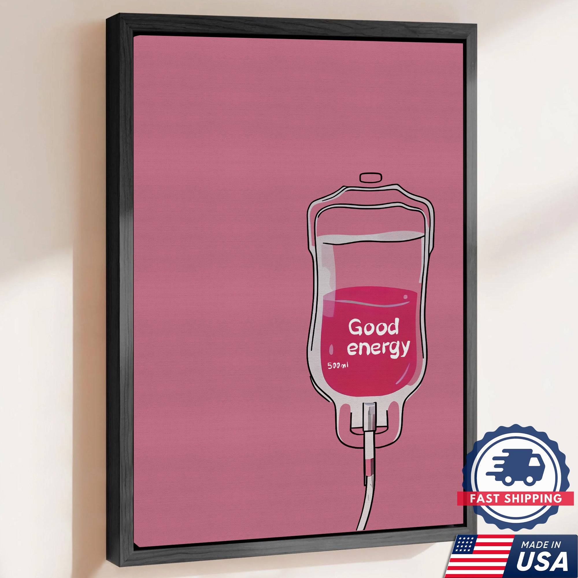 Good Energy IV Bag Canvas, Medical Office Decor, RN LPN CNA Healthcare Workers Gift