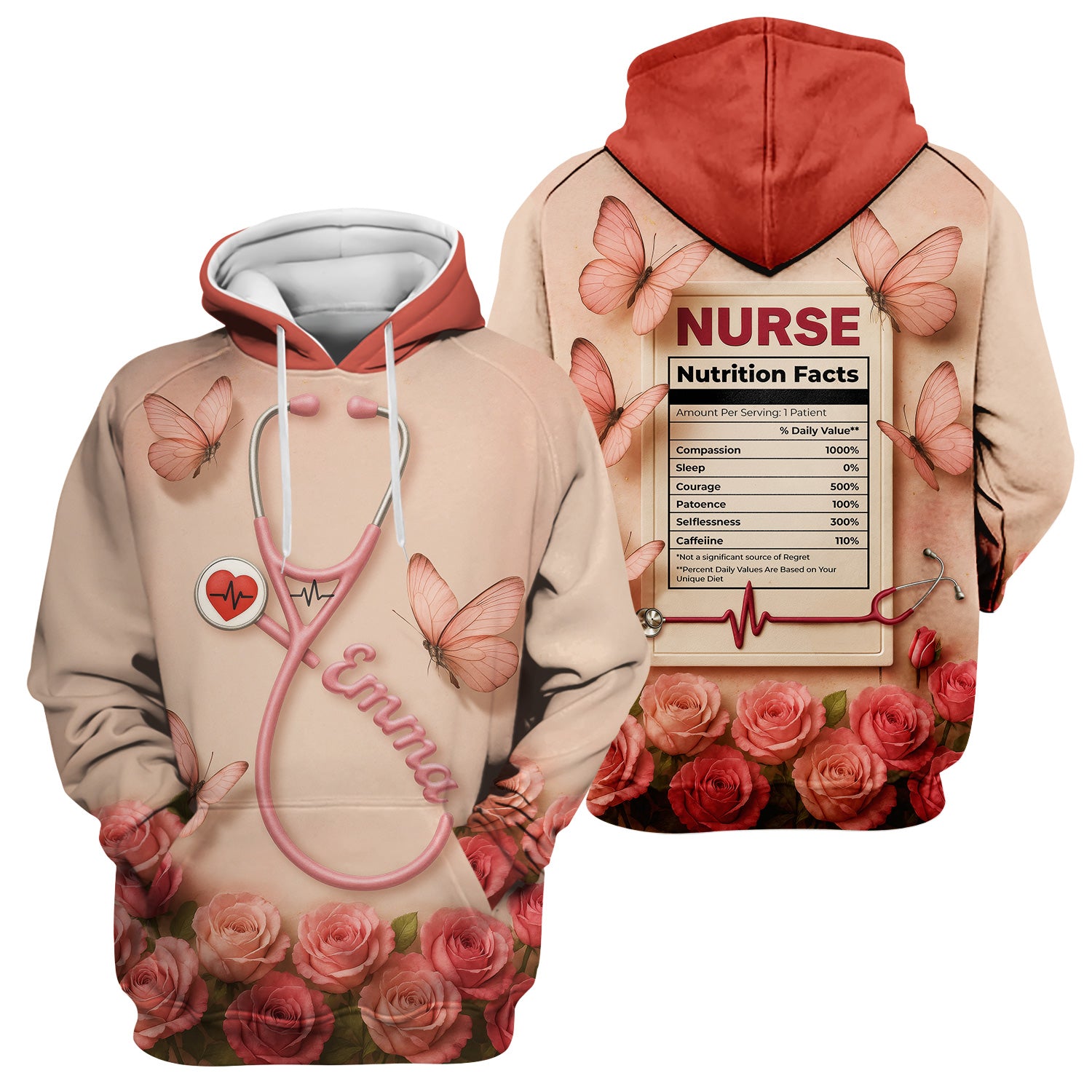 Nurse Nutrition Facts Shirt - Custom Graphic Tee for RN, LPN, Nurse Practitioners - Nursing Gifts For Her