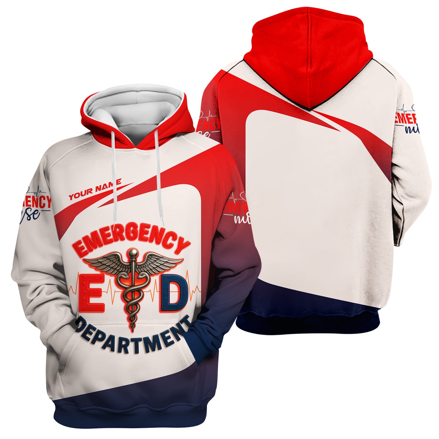 Custom Emergency Nurse Scrub Top - E.D. Department RN Uniform Shirt - Personalized EMT Paramedic Medical Gift