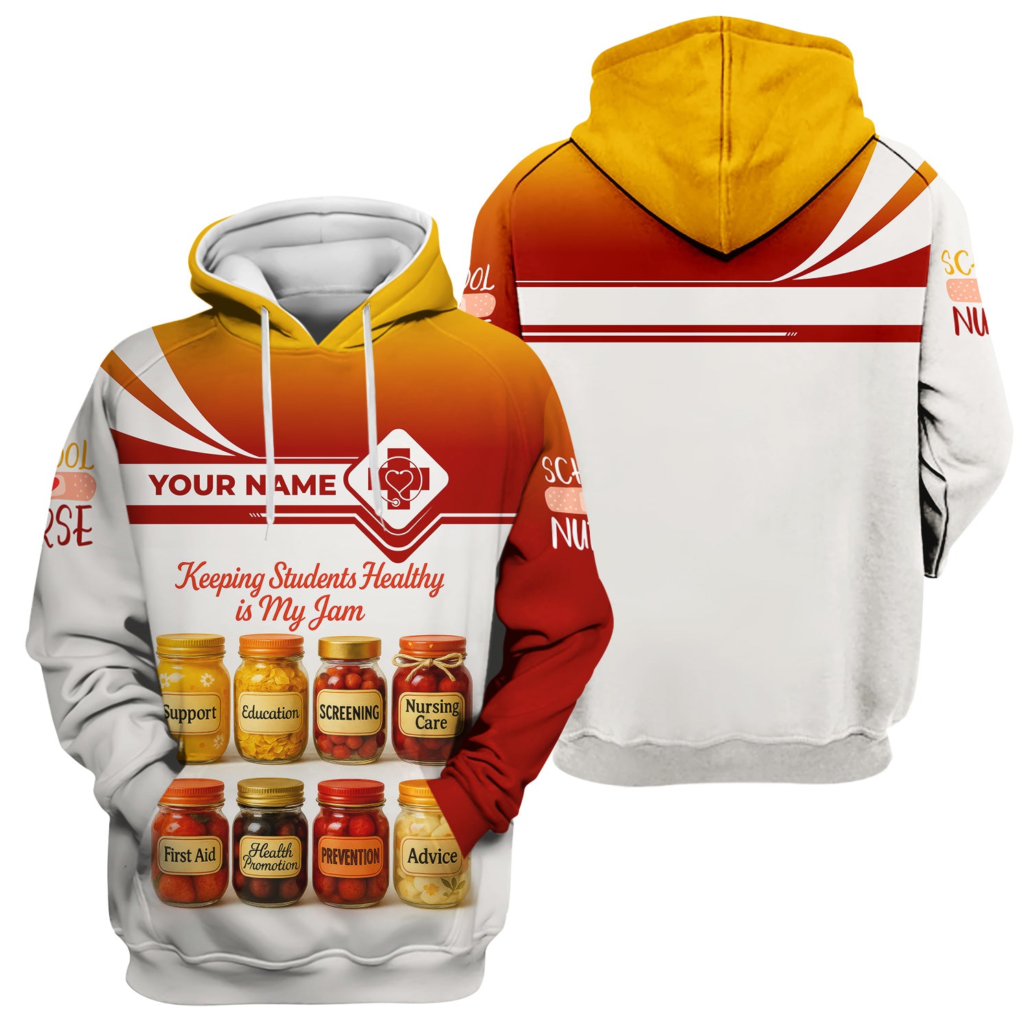 Custom Funny School Nurse Scrub - My Jam Jar Design with Custom Name - Back to School Nurse Gift for Women, RN, LPN