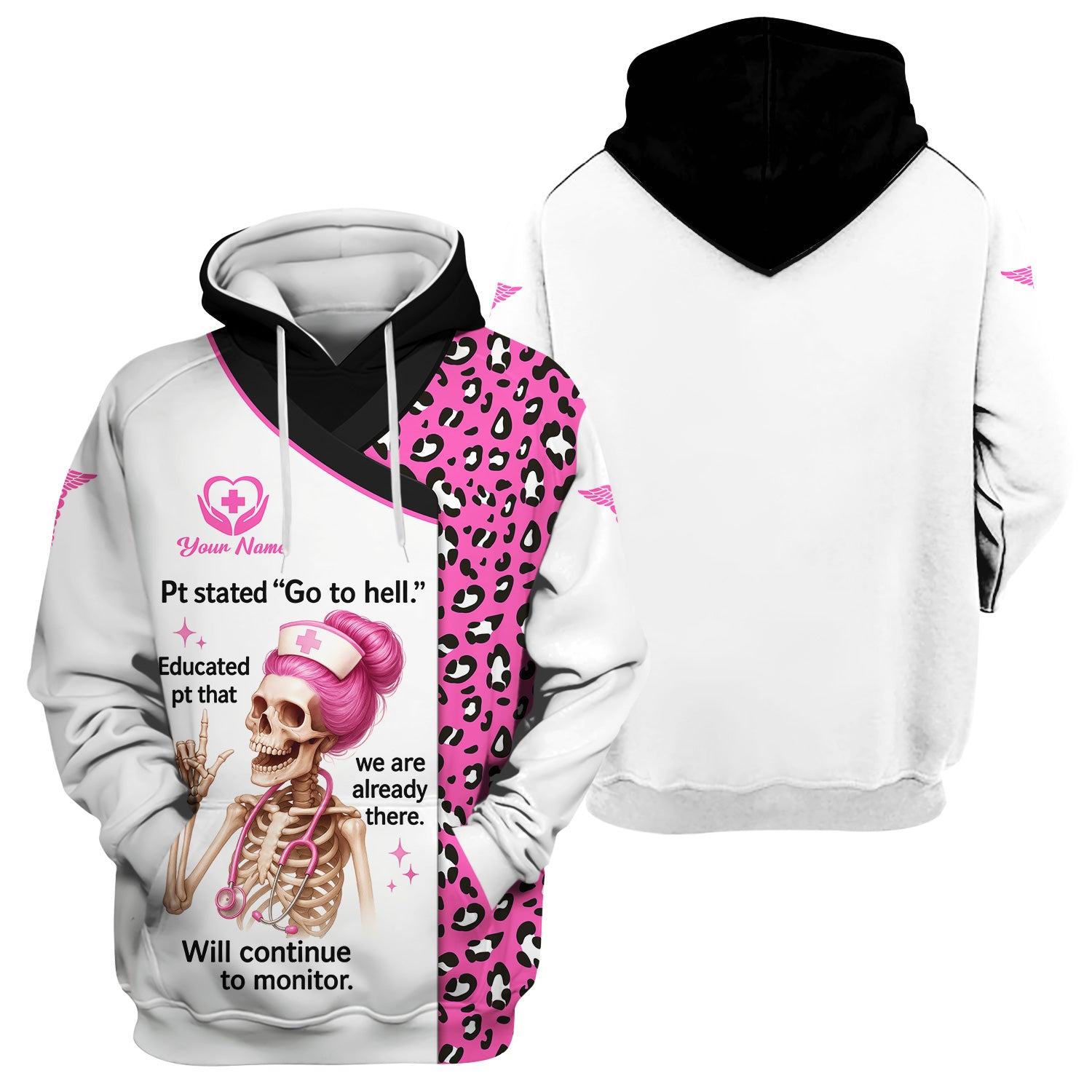 Custom Funny Nurse Shirt - Pink Skeleton & Sarcastic Quote Design - Gift for RN, LPN, Healthcare Workers