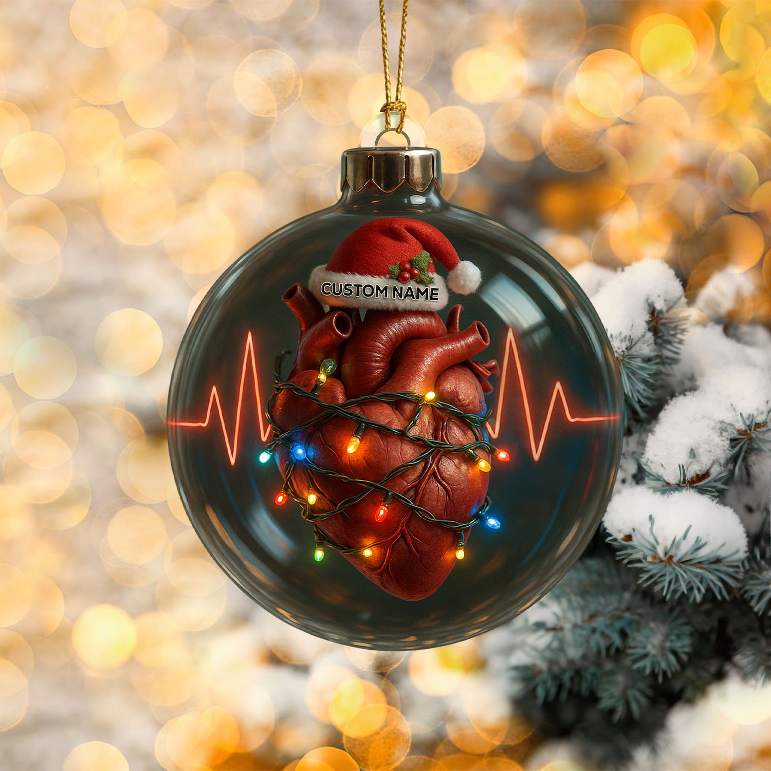 Personalized Anatomical Heart Christmas Ornament, Custom Name Medical Heart Ornament, Nurse Doctor Heartbeat Tree Decor, Medical Christmas Gift
