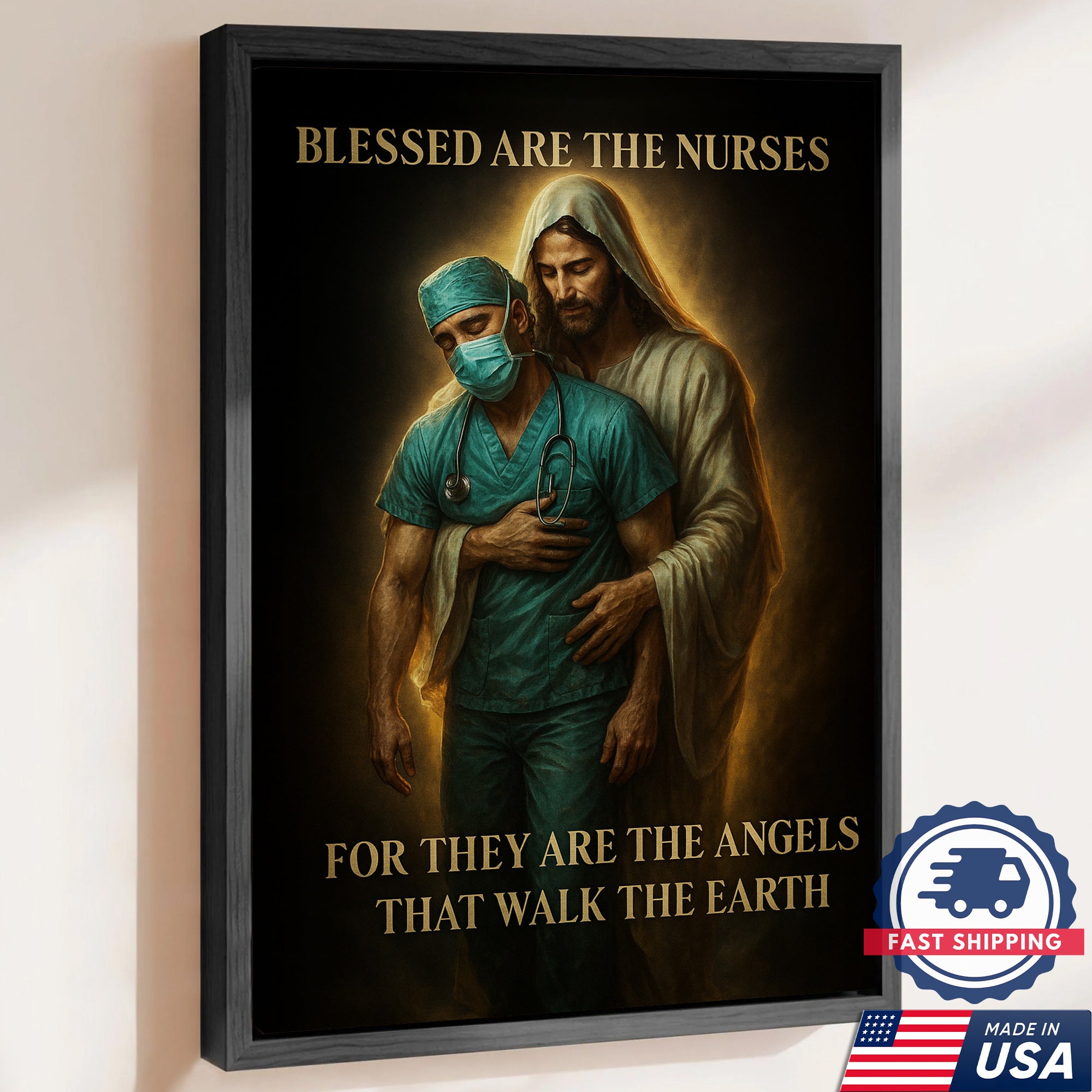 Blessed Are The Nurses Canvas, Jesus Blessed Nurses, Gift for RN LPN CNA