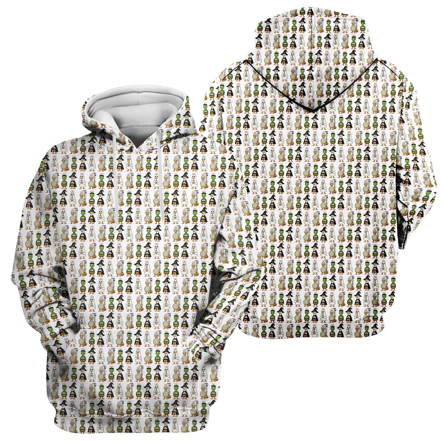 Funny Nurse Halloween T-Shirt - Cute Duck in Halloween Costumes Pattern Design - Gift for Women RN LPN & Healthcare Workers