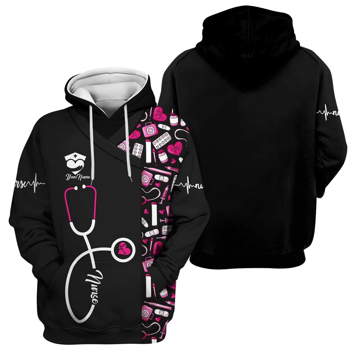 Personalized Nurse Shirt - Stethoscope & Medical Design with Heart - Custom Gift for RN CNA LPN Healthcare Workers