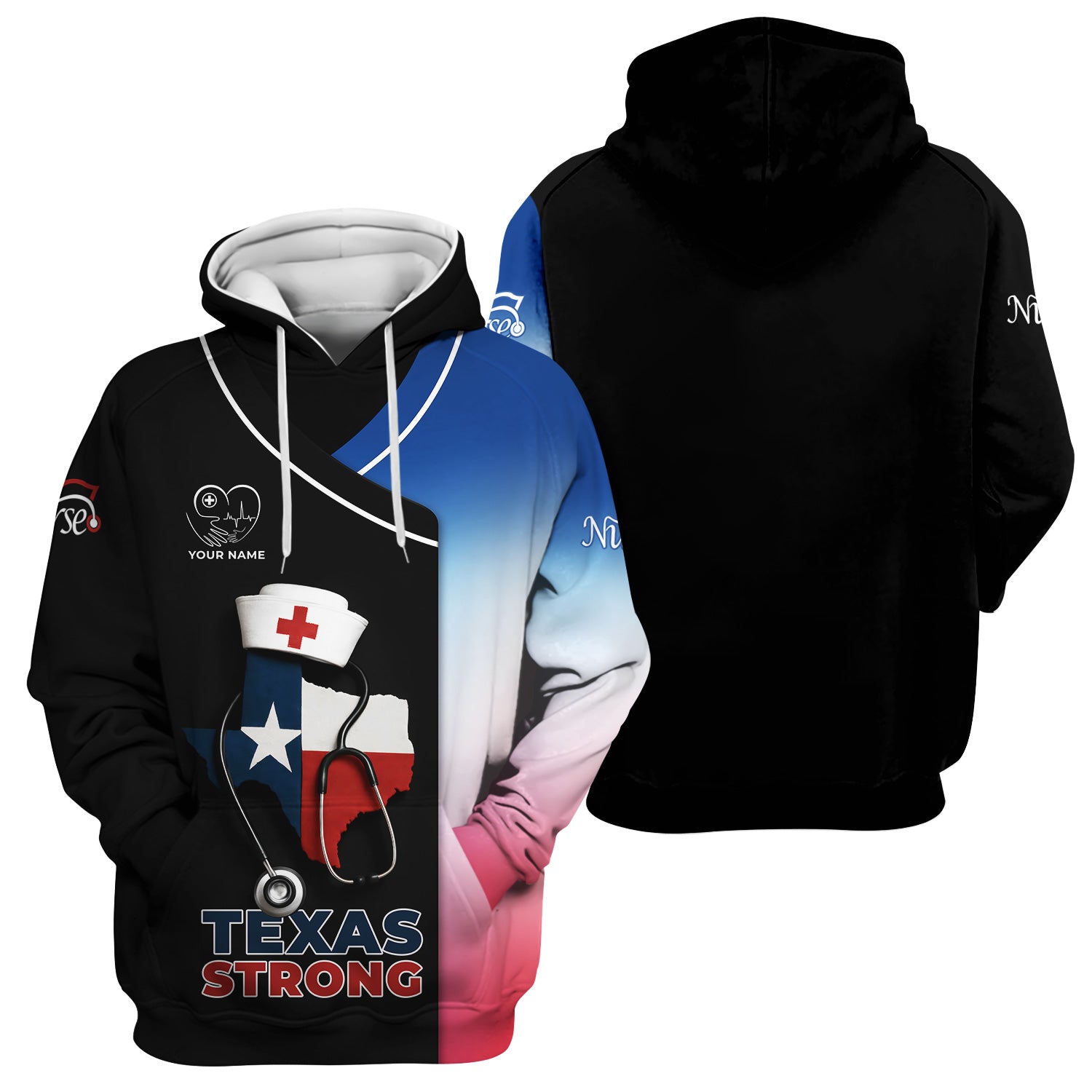 Personalized Texas Strong Scrubs - Stethoscope & Texas Flag Design - Ideal for RN, CNA, LPN, Healthcare Workers