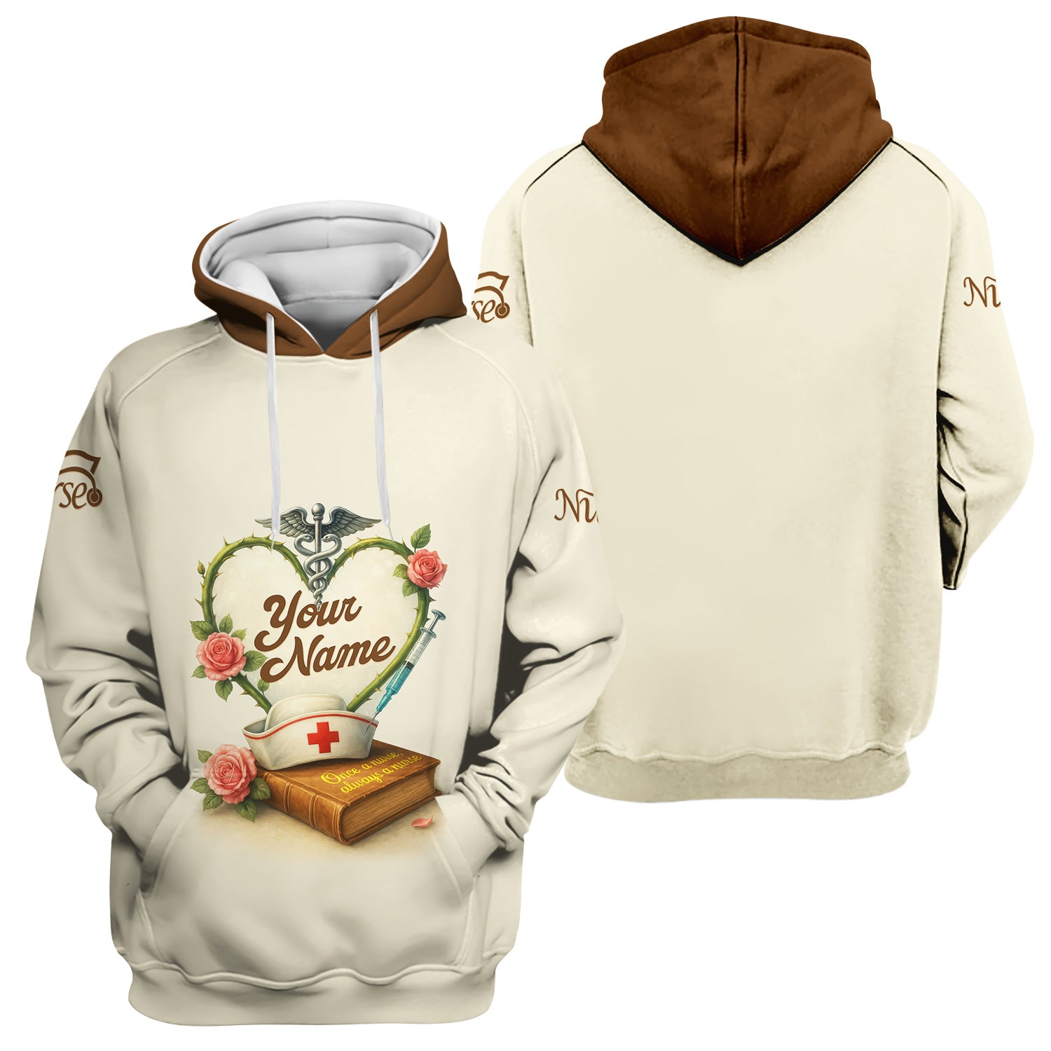Personalized Nurse Scrubs - Heart & Stethoscope Design - Custom Gift for RN CNA LPN Healthcare Workers