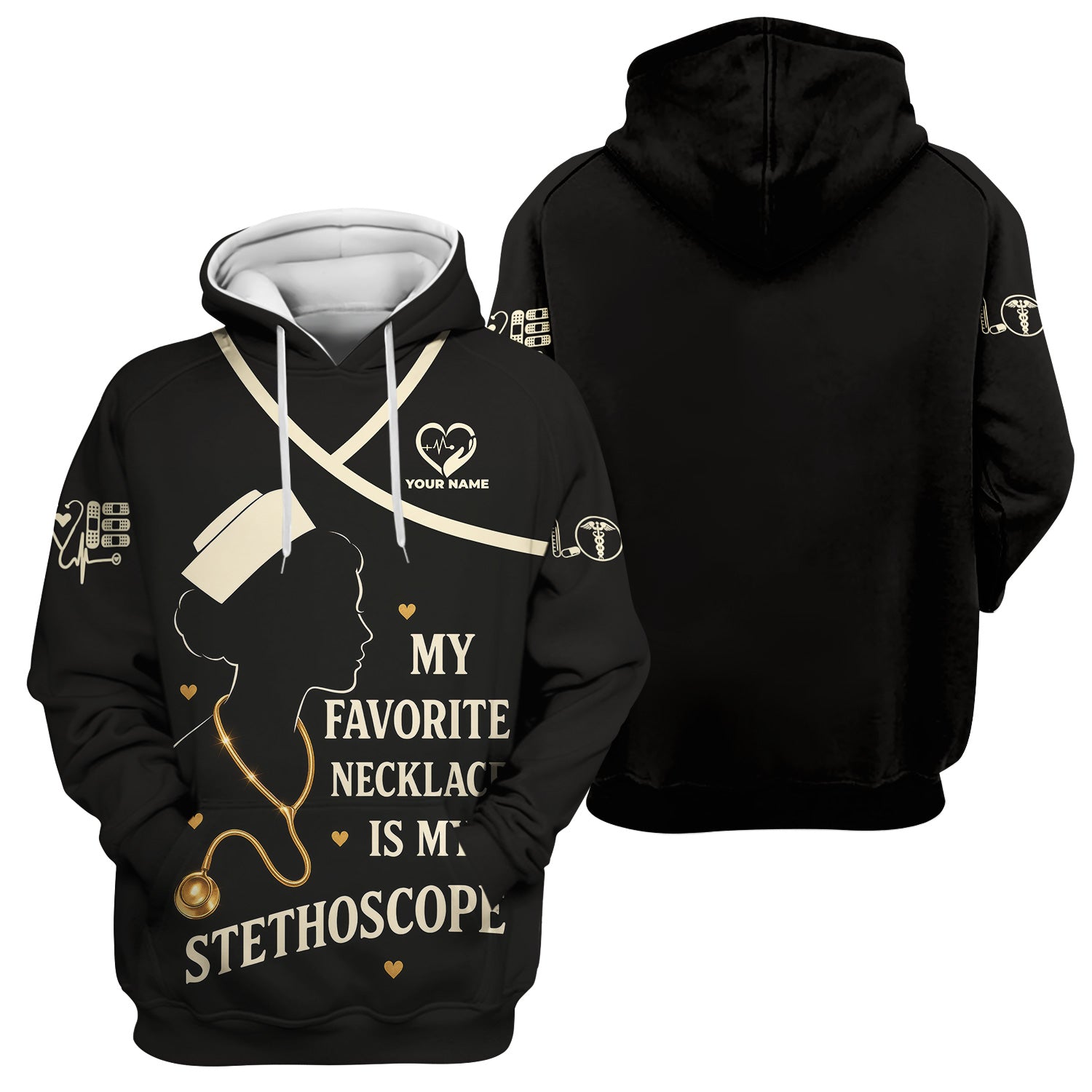 Custom Name Funny Nurse Scrub Shirt - Stethoscope Quote Nursing Top - Gift for Nurse RN CNA  Appreciation