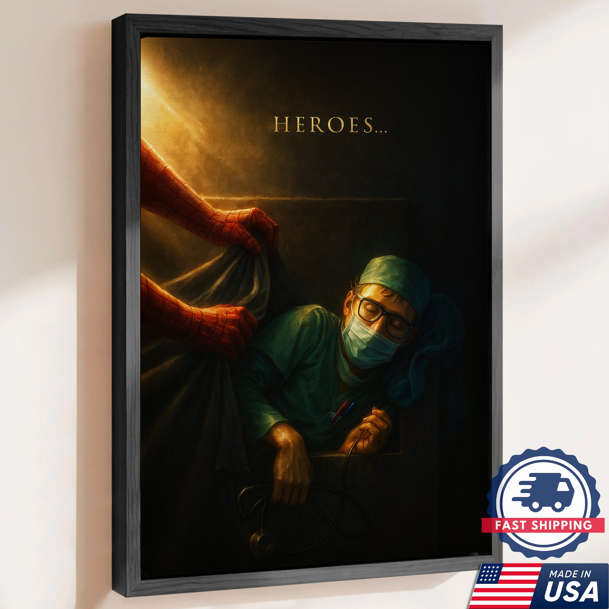 Heroes Is Nurse Canvas, Funny Medical Gift for RN LPN CNA Healthcare Workers